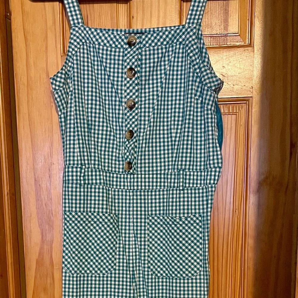 King Louie Green Seersucker Jumpsuit